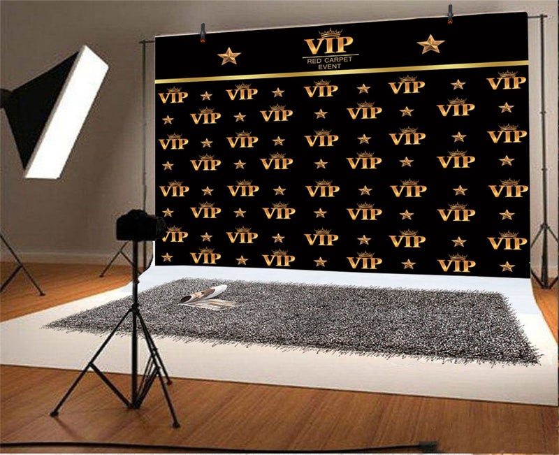 AOFOTO 10x7ft VIP Backdrop Red Carpet Party Decorations Photography Backdrops Black Gold Movie Theme VIP Star Stage Background Celebrity Prom Film Premiere Award Ceremony Birthday Photo Studio Props - Image 3